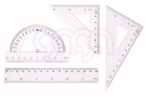 Zestaw geometryczny z linijką 15 cm Tetis