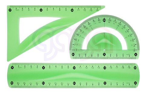 Zestaw geometryczny ziel. z linijką 20 cm Tetis