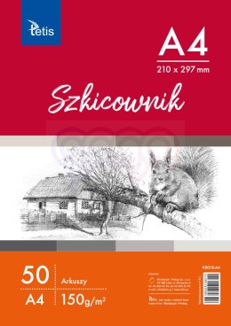 Szkicownik A4, 150 g/m2, 50 ark. Tetis