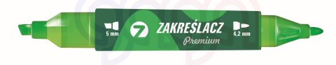 Zakreślacz PREMIUM 2 końcówki zielony Tetis