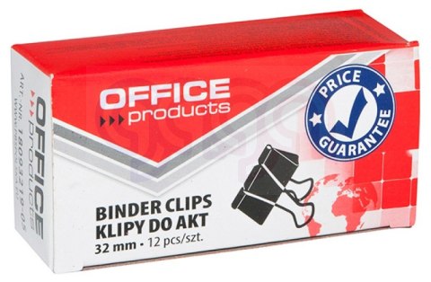 Klipy do dokumentów , 32mm, 12szt., czarne, typu OFFICE PRODUCTS 18093219-05